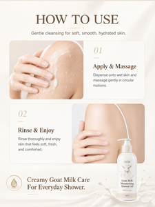Limpiador Corporal de Leche de Cabra OEM ODM con Niacinamida 377 y Vitamina C, Potenciador de Luminosidad de la Piel, Limpieza Profunda, Fórmula Profesional - Product Image 3