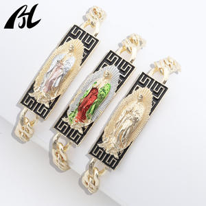 14-каратный позолоченный Религиозный браслет Святой Иуды Девы Марии, святая смерть, черная модная цепочка и звенья - Product Image 2