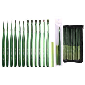 Sıcak 1/12 adet yeşil Metal çubuk tırnak resim fırçası Set toptan boyama kalem büyük kare yuvarlak ışık tedavisi kalem Halo kalem - Product Image 4