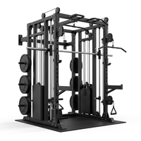 Rack de musculation multifonctionnel compact de qualité studio, tout-en-un, avec fixation murale, en acier au carbone, type Smith, pour usage commercial