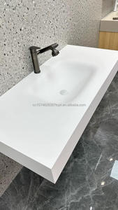 Fregadero de baño de piedra artificial integrado de diseño moderno y <span class=keywords><strong>encimera</strong></span> de <span class=keywords><strong>lavabo</strong></span> con escurridor pulido - Product Image 6