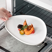 Assiette à dîner en céramique blanche pure, forme irrégulière, passe au micro-ondes, design moderne minimaliste, assiette plate peu profonde pour la maison