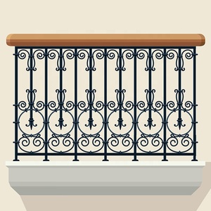 Đúc trang trí công phu rèn sắt hàng rào finials sự riêng tư độc đáo rèn sắt hàng rào lan can lan can sang trọng tay vịn - Product Image 2