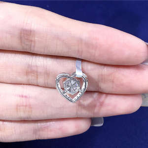 Tianyu Moissanite Heart-Shaped Openwork <b>Necklace</b> featuring a round main stone 925 sterling silver plated with 18k platinum - Product Image 2