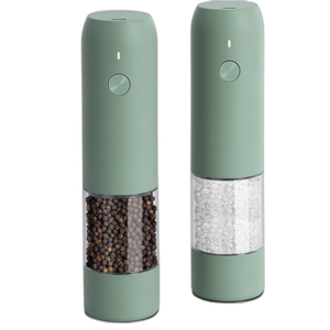Moulin à poivre électrique portable, ensemble de moulins à sel et à poivre de qualité alimentaire, rechargeable par USB, broyage automatique, sel rose - Product Image 1