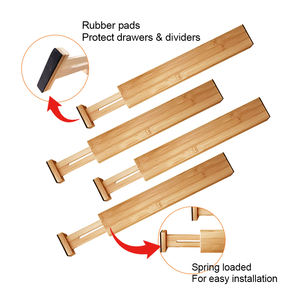 Armoire extensible <span class=keywords><strong>tiroir</strong></span> organisateur ensemble séparateur <span class=keywords><strong>bois</strong></span> bambou <span class=keywords><strong>tiroir</strong></span> diviseur réglable noir blanc 4 Pack pour tiroirs - Product Image 3
