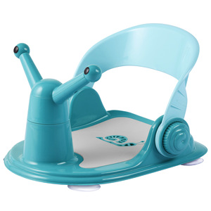 Siège de bain pour bébé avec design antidérapant pour nourrissons et tout-petits, petite taille, tabouret de baignoire pliable en plastique, gris et bleu - Product Image 5