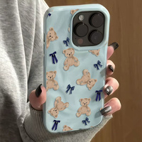 Coque de téléphone mignonne motif ours avec nœud pour iPhone 16 Plus 15 17 Pro Max, motif météorite, coque arrière en TPU pour femme