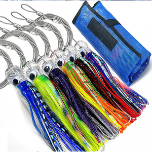 Nouvel ensemble de leurres souples en silicone acrylique de 6,5 et 9 pouces, type pieuvre et jupe de calmar, pour la pêche en mer, <span class=keywords><strong>combo</strong></span> de pêche à la traîne, appât bionique - Product Image 3
