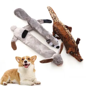 Hot Selling In Stock No Stuffing Animals Shape Plush Squeaky Dog Toy