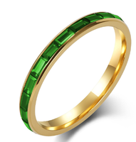 Bague tendance pour femme style INS, fine (2 mm), en acier inoxydable, incrustée de zircon coloré, plaquée or 18 carats, bijou de mode pour femme