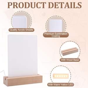 Marco de Vidrio LED Personalizado al por Mayor de Fábrica, Marcos de Fotos de Vidrio Templado con Luz para Sublimación de 6*6 Pulgadas y 6*8 Pulgadas - Product Image 2