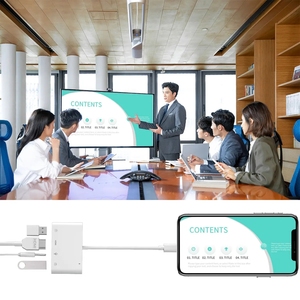 อะแดปเตอร์ส่งสัญญาณภาพไปยัง HDTV, ฮับ USB/OTG แบบคู่สำหรับ iphad/ipad เป็น1080P TV ไมค์แปลงสัญญาณเสียงสดพร้อมชาร์จ - Product Image 5
