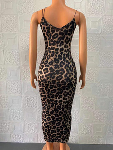 Klv — robe Midi col en v imprimée léopard, sans manches, Sexy, mode femmes, Streetwear, <span class=keywords><strong>tenue</strong></span> <span class=keywords><strong>de</strong></span> fête <span class=keywords><strong>de</strong></span> noël, printemps, collection 10% - Product Image 6