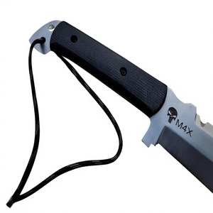 Couteau de camping en acier inoxydable, lame à pointe tombante, bord dentelé, manche en bois, outil de survie en plein air, couteau artisanal inspiré du film Punisher, 12 pouces - Product Image 4