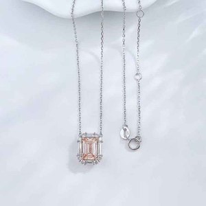 Collier pendentif en or 18 carats avec émeraude de laboratoire taille émeraude et diamant <span class=keywords><strong>rose</strong></span> de couleur, romantique, tendance, réglable, motif cube de sucre, pour femme - Product Image 1
