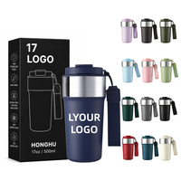Nouvelle tasse de voyage isotherme en acier inoxydable 304 avec sangle de transport et paille, portable, pour café en déplacement, anti-chute, anti-UV