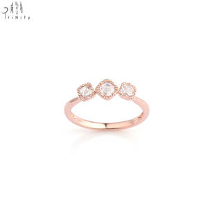 Anillo de diamantes naturales de alta calidad, nuevo producto al por mayor, corte rosa, joyería de oro rosa macizo de 18 quilates para parejas. - Product Image 5