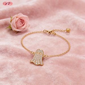 Bracelet coulissant Hengdian en plaqué or 18 carats avec triple zircon fantôme pour femme, idéal pour Halloween - Product Image 5