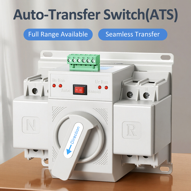 Full Range Single Phase 2P ATS Dual Power Automatic Transfer Switch 230/400V PC Level for Generator & Grid Backup