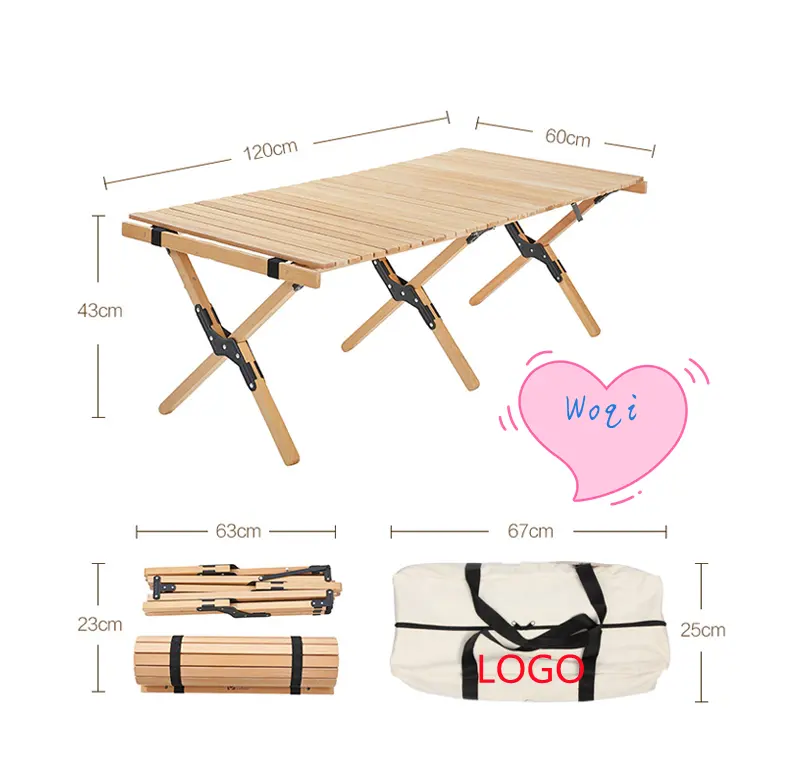 Woqi neues Design leichtes Rechteck im Freien Tragbarer klappbarer Picknick tisch mit Trage tasche