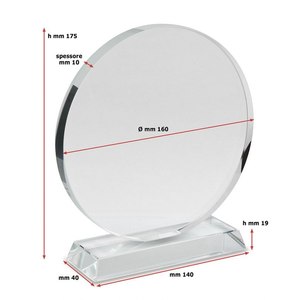 Trofeo in Vetro Liscio e Rotondo con Diametro di 160mm, Base di 19mm, Grafica Stampata UV per Premi e Fiere, Realizzato in Carta - Product Image 2