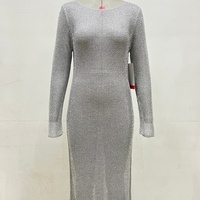 Robe longue en lurex tricoté de luxe Khloe pour femmes, robe de soirée élégante