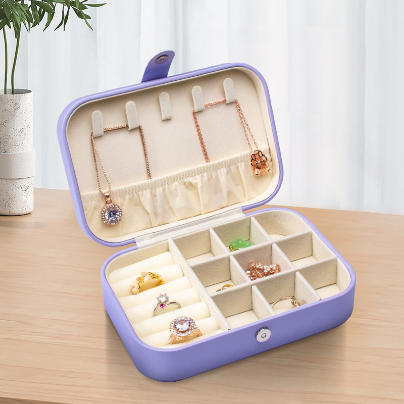 Scatola portaoggetti lunga in pelle PU blu neve viola