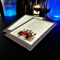 Discothèque Bar Restaurant A4 Rechargeable En Plastique Lueur Illuminer Table LED Menu Titulaire Conseil