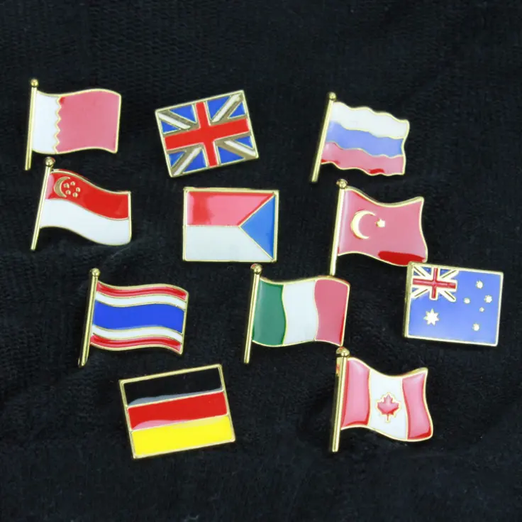 Venta al por mayor bandera mundial de Alemania, El Reino Unido, Canadá, broche de emblema nacional producción personalizada