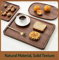 Plateau de service en bois de noyer naturel, plateau en bois irrégulier pour le petit-déjeuner, table à café
