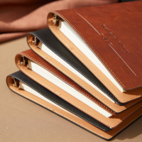 Carnet de voyage créatif en cuir PU souple vintage A5, personnalisable, avec pages remplaçables et reliure à anneaux