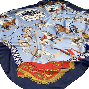 Toptan 2020 yeni tasarım başkanı sarar atkılar 90x90cm lüks at baskılı kadınlar kare şifon eşarp - Product Image 2