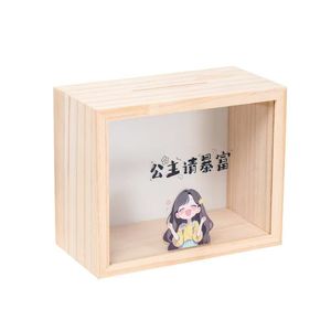 Boîte à économies en bois avec étagère amovible, couleur naturelle, pour enfants et filles, rangement d'argent - Product Image 5