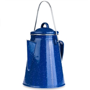 <span class=keywords><strong>Cafetera</strong></span> Percoladora de Metal Esmaltado de 12 Tazas, Resistente, Estilo Clásico, con Diseño Azul Moteado, para Exteriores, Senderismo y Camping, con Impresión de Logotipo Personalizado - Product Image 3