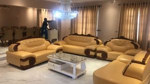 यूरोपीय हॉट सेल लिविंग रूम लक्जरी ऑस्ट्रेलियाई नक्काशी ठोस लकड़ी विला चमड़े के सोफे - Product Image 4