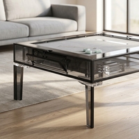 2-in-1 Automatischer Amerikanischer Mahjong-Tisch Acryl Transparentes Esstisch- und Stuhlset für Zuhause und Club