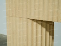 Cheminée autoportante en pierre calcaire beige Moleanos au design moderne SHS, couleur personnalisée, sculptée à la main en métal, pour salon