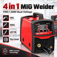 Machine à souder portable MIG-200C 4-en-1, contrôle numérique intelligent, modes 2T 4T SYN/MAN, double tension, soudeuse MIG MMA TIG sans gaz