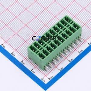 DB2ERHB-3.81-2*10P-GN Plug-in Terminal Block Bent Lead Through Hole,P=3.81mm Board-to-Board / Socket - Closed 2x10P 3.81mm Green - Product Image 1