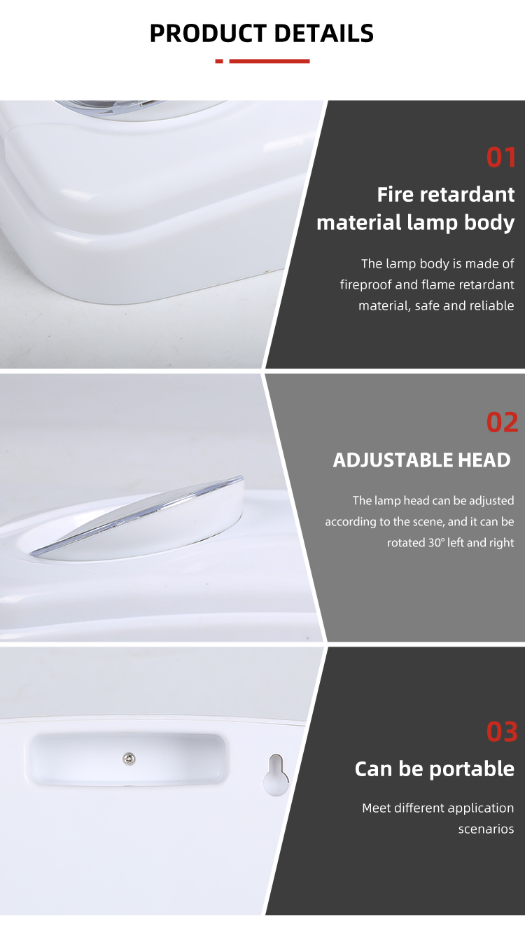 Wall Mounted Adjustable Double Heads Indoor Supermarket 0.2w Rechargeable Led Emergency Light