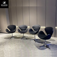 Fauteuil simple nordique en cuir et tissu, pivotant, relevable, pour hôtel, restaurant, négociation, ordinateur, détente, fauteuil en métal et flanelle