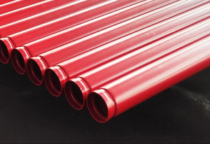 Tubos de acero al carbono ASTM de alta calidad ERW Extremos ranurados Tubo de fuego <span class=keywords><strong>Sch</strong></span> 10/<span class=keywords><strong>Sch</strong></span> <span class=keywords><strong>40</strong></span> 6m API para FM Color rojo Resina epoxi Recubierto en polvo - Product Image 2