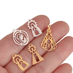 Pendentifs en acier inoxydable Vierge <span class=keywords><strong>Marie</strong></span> Catholique Notre-Dame de Guadalupe, finition miroir, breloques croix ange pour femmes, accessoires de bijoux - Product Image 5