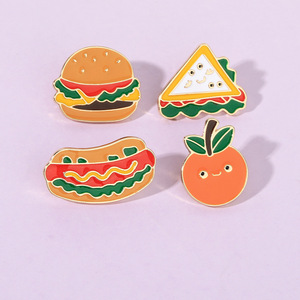 Broche en métal émaillée motif dessin animé mignon (crème glacée, <span class=keywords><strong>hamburger</strong></span>), vente directe usine, pour sac d'étudiant, chapeau, souvenir, cadeau, vente en gros - Product Image 1