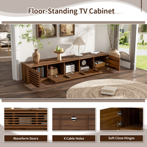 Soporte de TV Moderno Ajustable de Madera para Televisores de hasta 80 Pulgadas, Centro de Entretenimiento con Gestión de Cables y Bisagras de Cierre Suave para Sala de Estar - Product Image 6