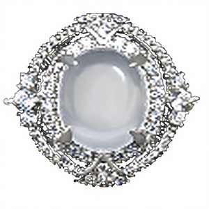 Natural white <b>crystal</b> ladies' copper-plated rhodium-inlaid <b>ring</b> with oval-shaped band and claw-set classic design - Product Image 5