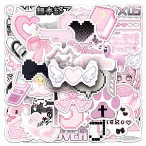 Lot de 50 autocollants pixel art roses, design créatif et mignon, pour valise, agenda et gourde - Product Image 2