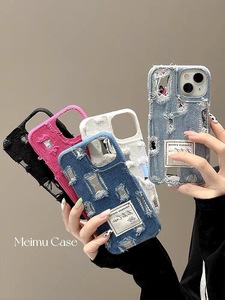 Thương Hiệu Sang Trọng Thiết Kế Phong Cách Retro Denim Lỗ Gương 15Promax Trường Hợp Điện Thoại Cho Iphone15pro 14Promax 13Pro 12 11 Đường Phố Sang Trọng Mát Mẻ - Product Image 2