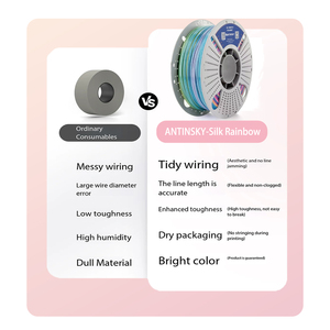 Antinsky PLA Silk <b>Rainbow</b> Colors 3D Printing Filament 1.75mm 1KG Smooth Print Silky Surface Finish for 3D Printing Material - Product Image 6